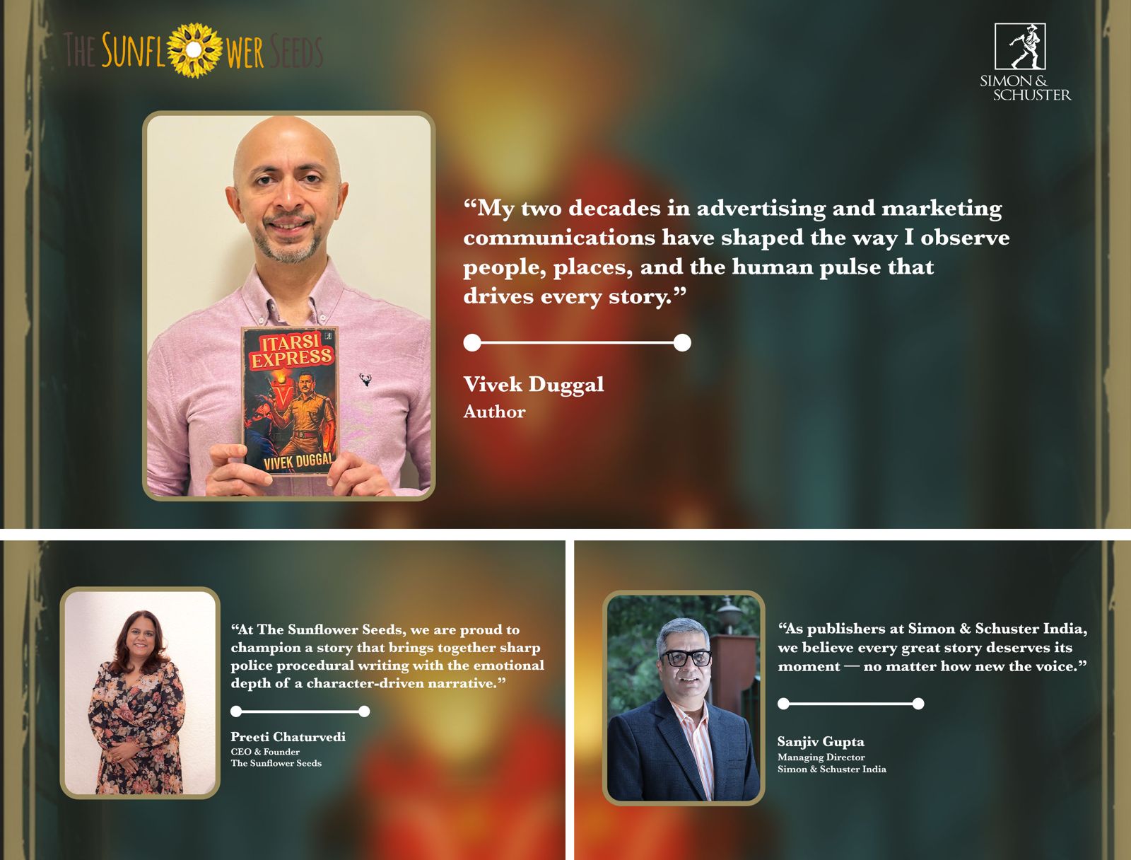 Toronto based writer Vivek Duggal's debut book- Itarsi Express to be published by Simon and Schuster India in association with The Sunflower Seeds.